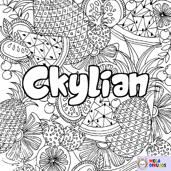 Coloración del nombre Ckylian - decorado mandala de frutas