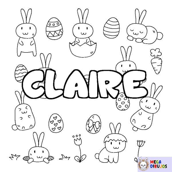 Coloración del nombre CLAIRE - decorado Pascua