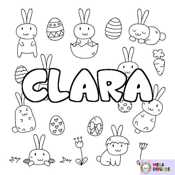 Coloración del nombre CLARA - decorado Pascua