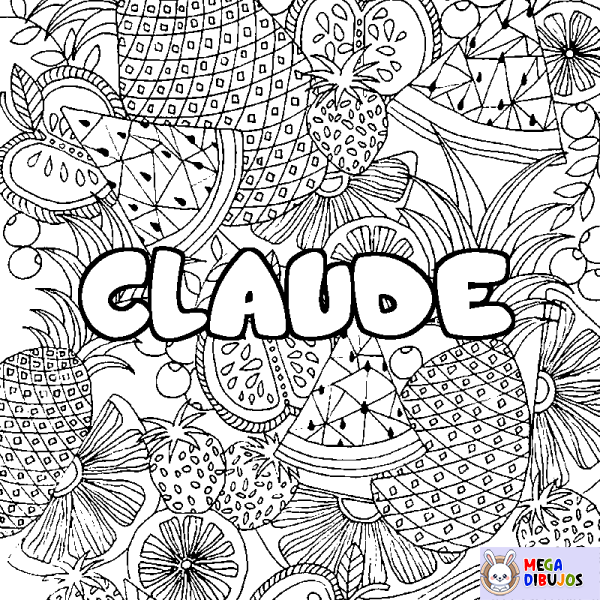 Coloración del nombre CLAUDE - decorado mandala de frutas