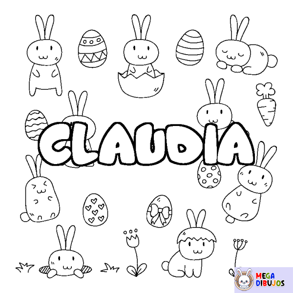 Coloración del nombre CLAUDIA - decorado Pascua