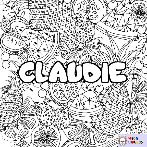 Coloración del nombre CLAUDIE - decorado mandala de frutas