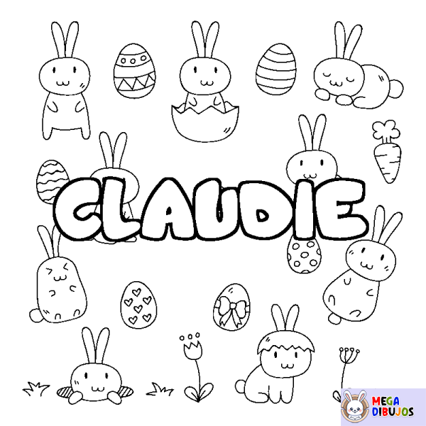 Coloración del nombre CLAUDIE - decorado Pascua