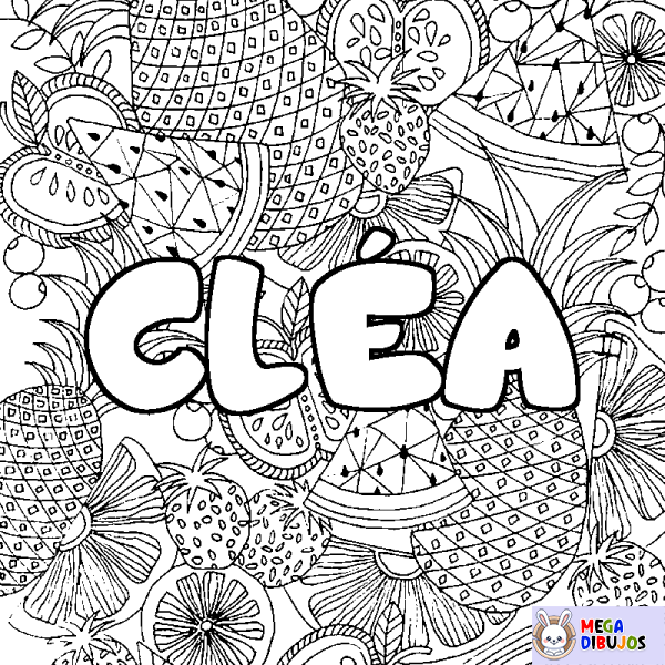 Coloración del nombre CL&Eacute;A - decorado mandala de frutas