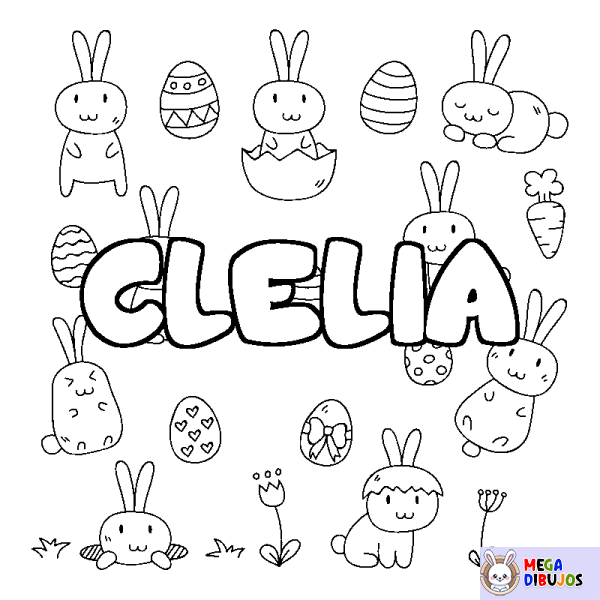 Coloración del nombre CLELIA - decorado Pascua