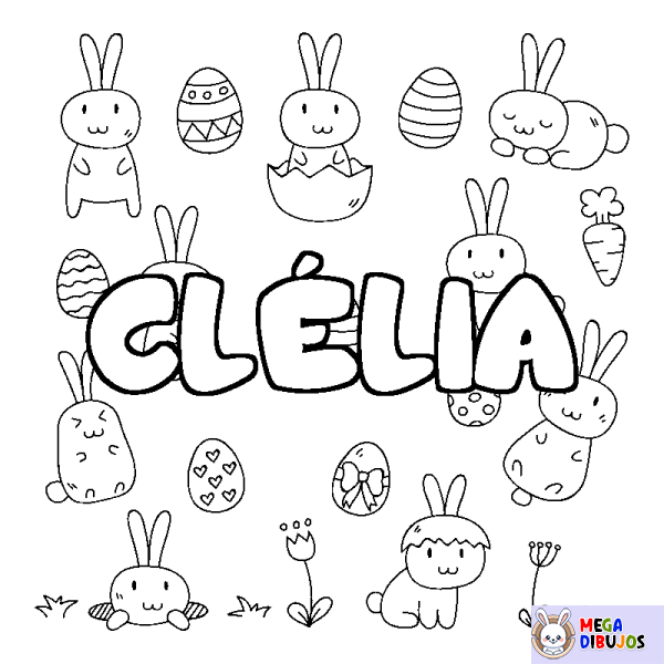 Coloración del nombre CL&Eacute;LIA - decorado Pascua