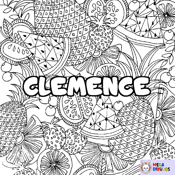 Coloración del nombre CLEMENCE - decorado mandala de frutas