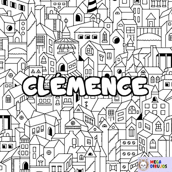 Coloración del nombre CL&Eacute;MENCE - decorado ciudad