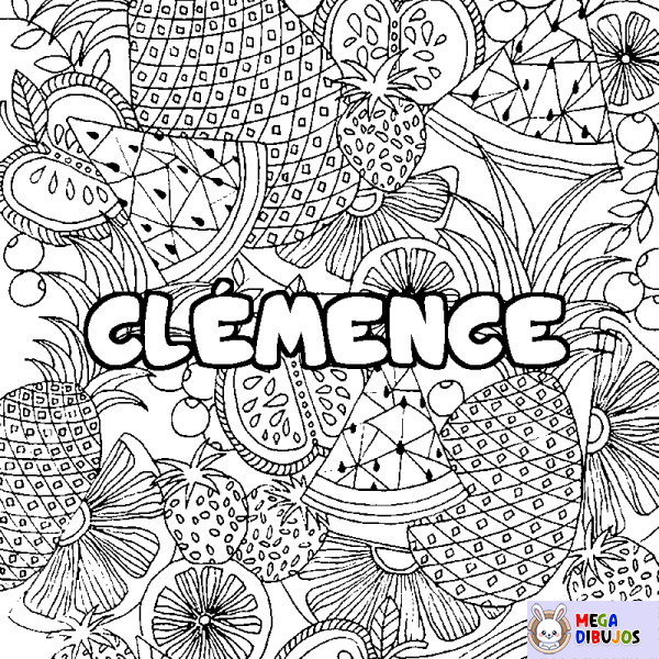 Coloración del nombre CL&Eacute;MENCE - decorado mandala de frutas