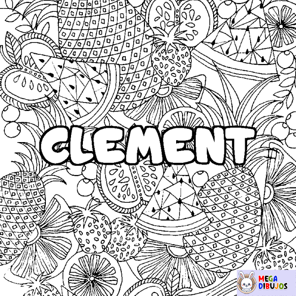 Coloración del nombre CLEMENT - decorado mandala de frutas