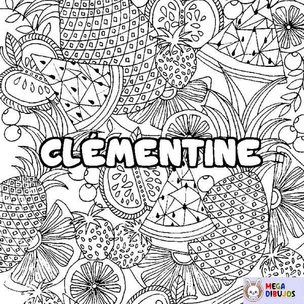 Coloración del nombre CL&Eacute;MENTINE - decorado mandala de frutas