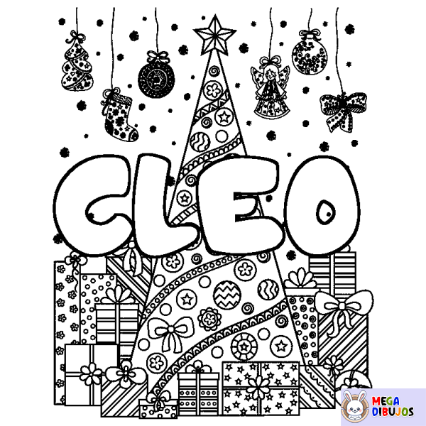 Coloración del nombre CLEO - decorado &aacute;rbol de Navidad y regalos