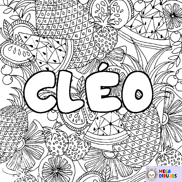 Coloración del nombre CL&Eacute;O - decorado mandala de frutas