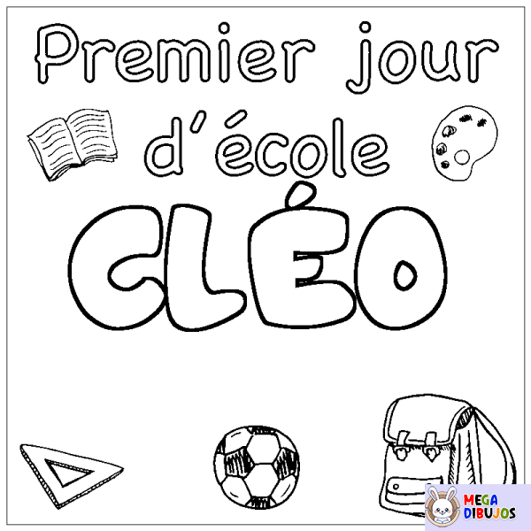 Coloración del nombre CL&Eacute;O - decorado primer d&iacute;a de escuela