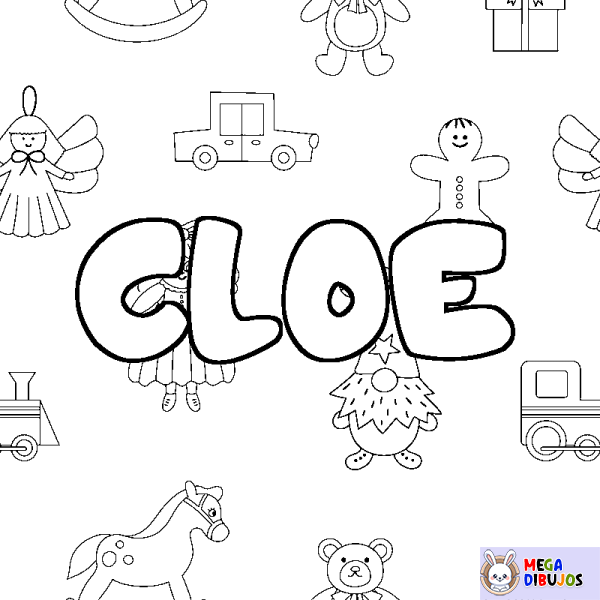 Coloración del nombre CLOE - decorado juguetes