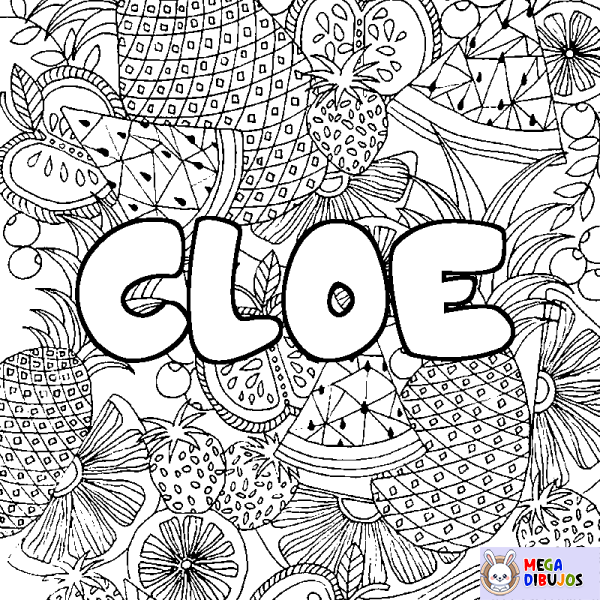 Coloración del nombre CLOE - decorado mandala de frutas