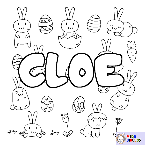 Coloración del nombre CLOE - decorado Pascua