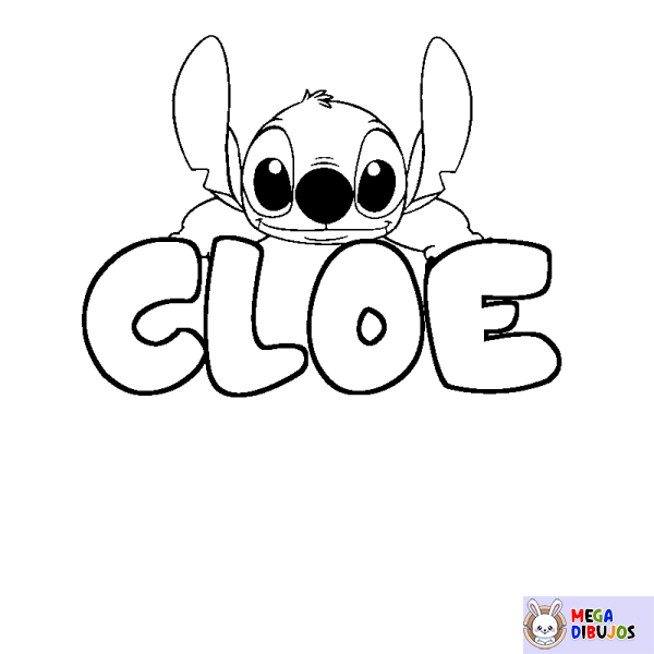 Coloración del nombre CLOE - decorado Stitch