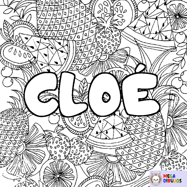 Coloración del nombre CLO&Eacute; - decorado mandala de frutas