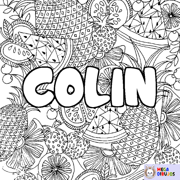 Coloración del nombre COLIN - decorado mandala de frutas