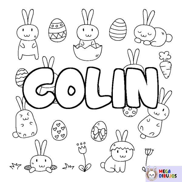 Coloración del nombre COLIN - decorado Pascua