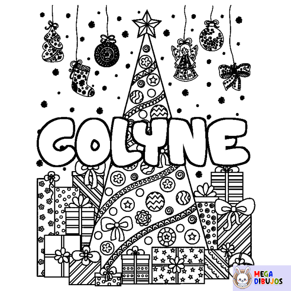 Coloración del nombre COLYNE - decorado &aacute;rbol de Navidad y regalos