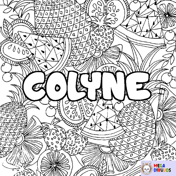 Coloración del nombre COLYNE - decorado mandala de frutas