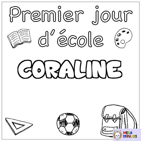 Coloración del nombre CORALINE - decorado primer d&iacute;a de escuela