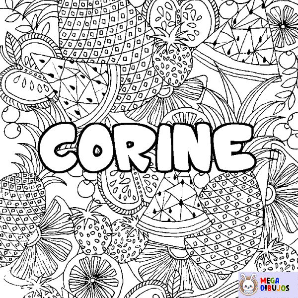 Coloración del nombre CORINE - decorado mandala de frutas