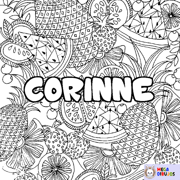 Coloración del nombre CORINNE - decorado mandala de frutas