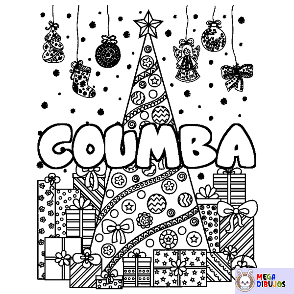 Coloración del nombre COUMBA - decorado &aacute;rbol de Navidad y regalos