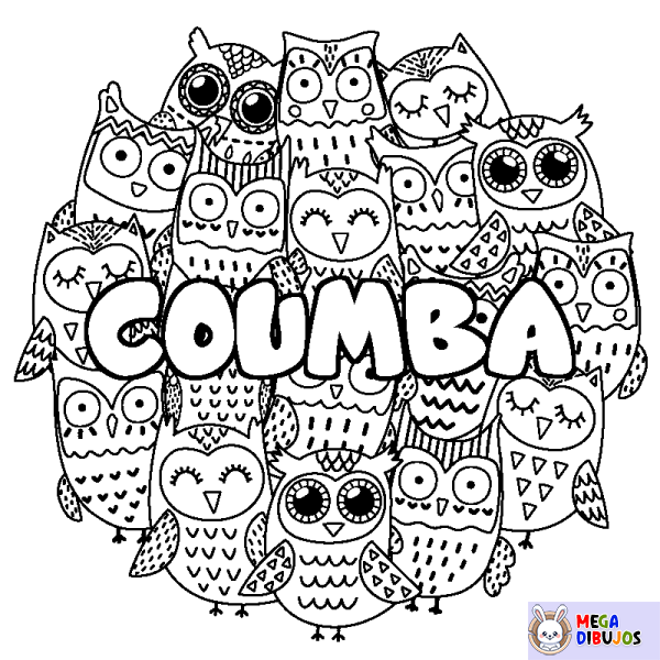 Coloración del nombre COUMBA - decorado b&uacute;hos