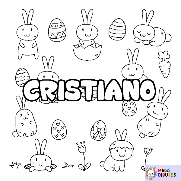 Coloración del nombre CRISTIANO - decorado Pascua