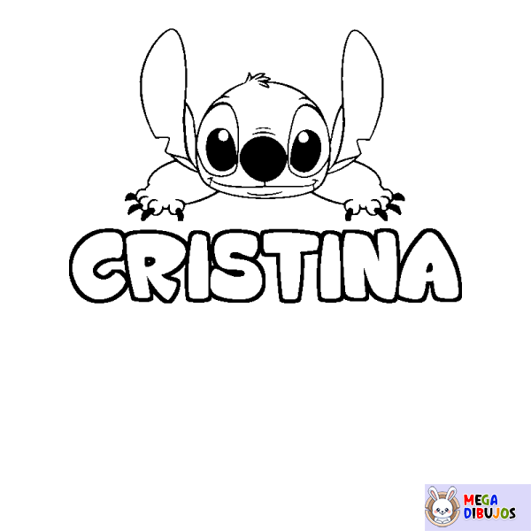 Coloración del nombre CRISTINA - decorado Stitch