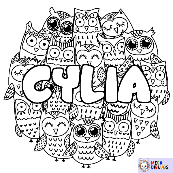 Coloración del nombre CYLIA - decorado b&uacute;hos