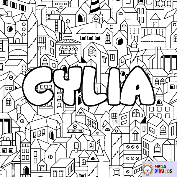 Coloración del nombre CYLIA - decorado ciudad