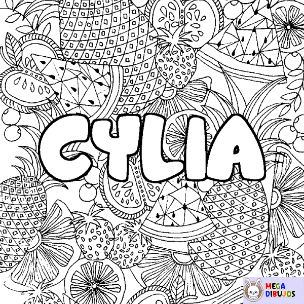 Coloración del nombre CYLIA - decorado mandala de frutas