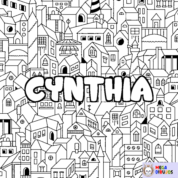 Coloración del nombre CYNTHIA - decorado ciudad