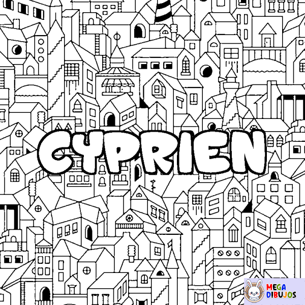 Coloración del nombre CYPRIEN - decorado ciudad