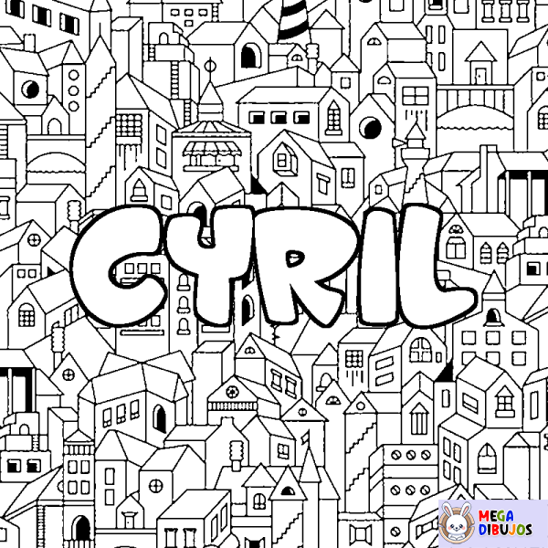 Coloración del nombre CYRIL - decorado ciudad