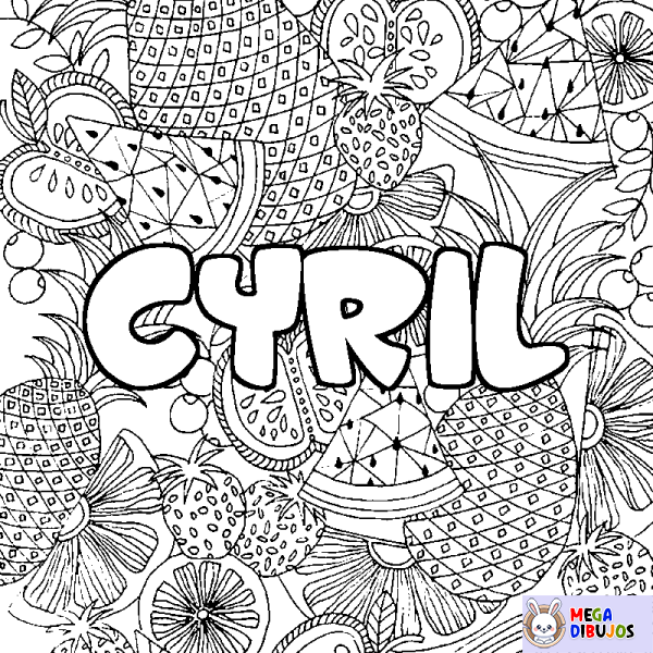 Coloración del nombre CYRIL - decorado mandala de frutas