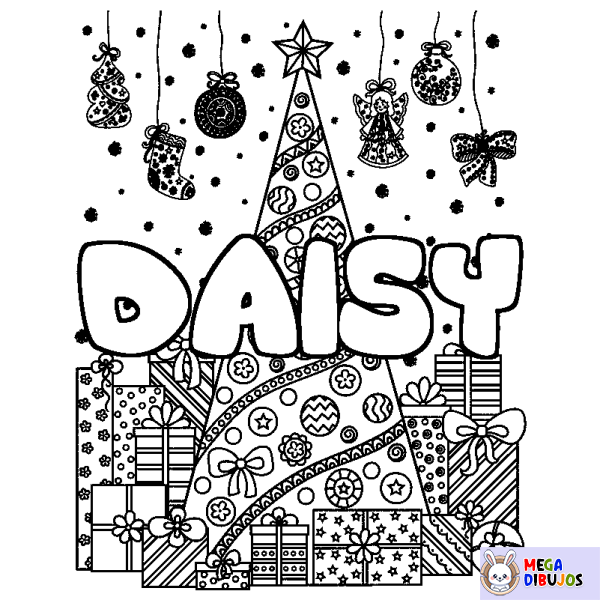 Coloración del nombre DAISY - decorado &aacute;rbol de Navidad y regalos