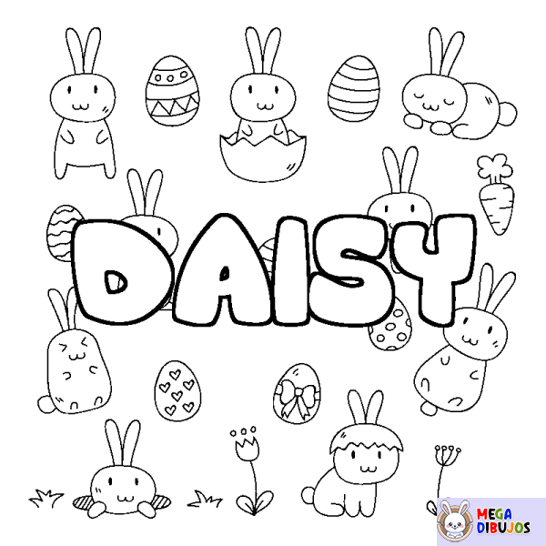 Coloración del nombre DAISY - decorado Pascua