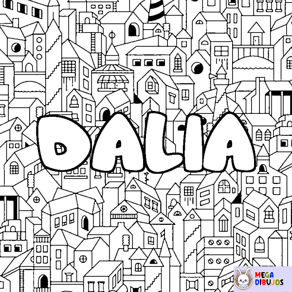 Coloración del nombre DALIA - decorado ciudad