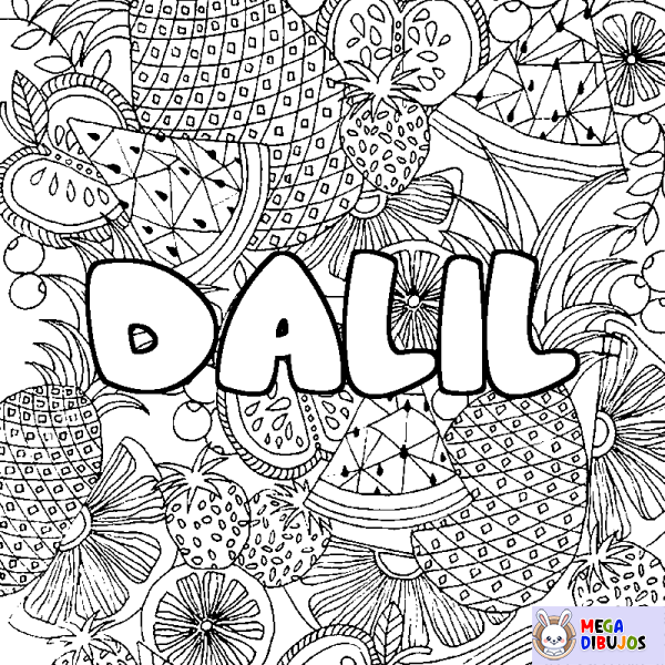 Coloración del nombre DALIL - decorado mandala de frutas