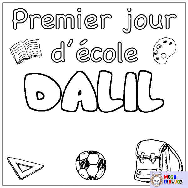 Coloración del nombre DALIL - decorado primer d&iacute;a de escuela