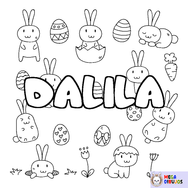 Coloración del nombre DALILA - decorado Pascua