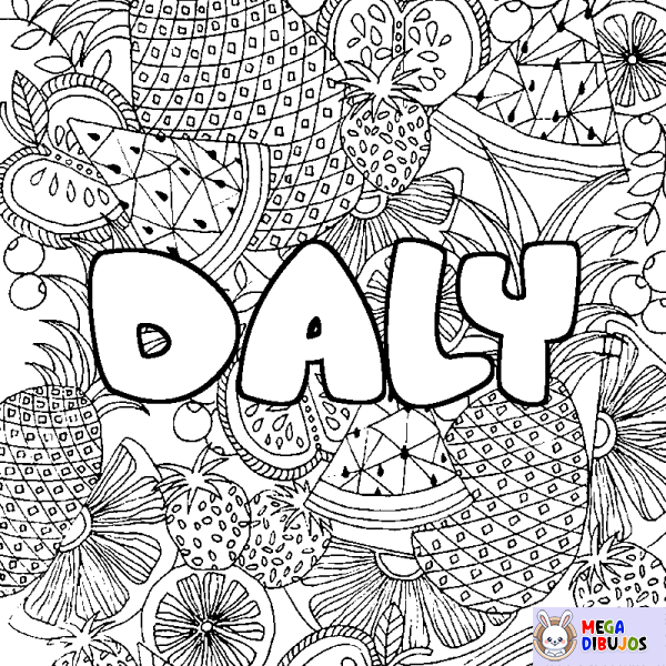 Coloración del nombre DALY - decorado mandala de frutas