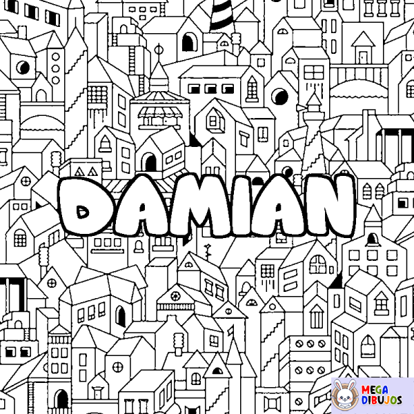 Coloración del nombre DAMIAN - decorado ciudad