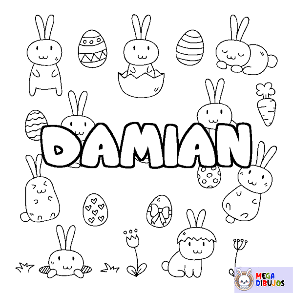 Coloración del nombre DAMIAN - decorado Pascua